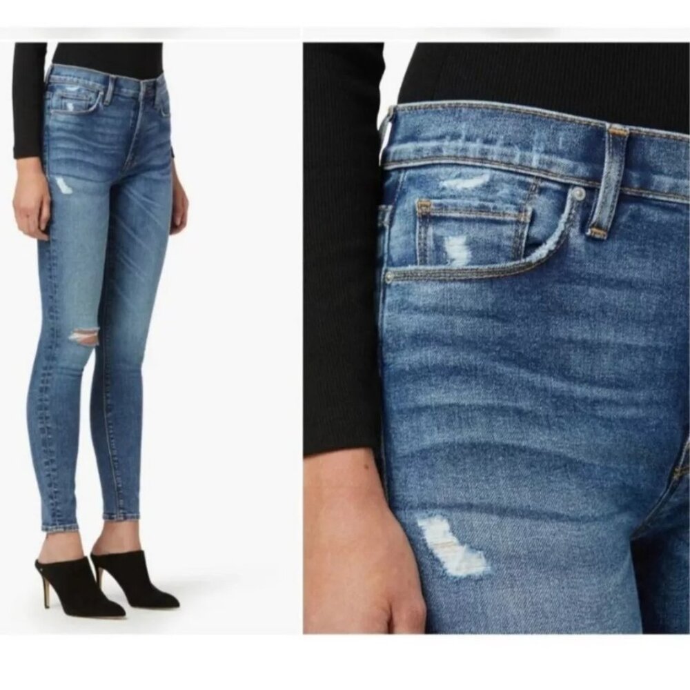 Hudson Jeans Barbara High-Rise Super Skinny Ripped Stretch Ankle Jeans Size 29